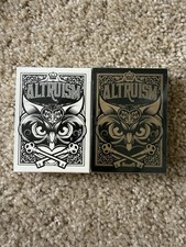 Altruism Playing Cards Deck S/2 Black/Wht Blue Crown New Snow Owls Rare picture