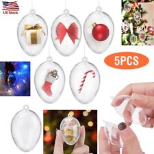 100 Clear Plastic Ball Baubles Sphere Fillable Christmas Ornament Craft Gift Box picture