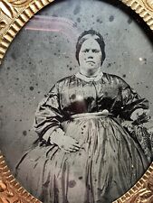 Antique Tin Type Photo Obese Woman Portrait Sixth Plate Fat Lady Mourning Framed picture