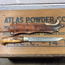 Vintage Iisakki jarvenpaa Finland Puukko Knife w/ Original Leather Sheath  picture
