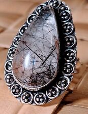 Amazing Black Rutile 925 Ring 8.25 Extreme Psychic Gifts Emotional Growth Energy picture