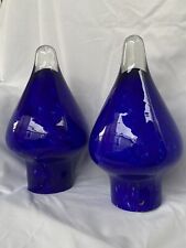Vintage Lot Of 2 Glass Cobalt Blue Lamp Shade 11.5