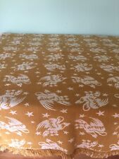 Vintage 1960 s American Eagle Mustard Colored Tablecloth 58 X 44  picture