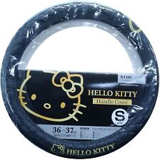 Seiwa Car Handle Cover Hello Kitty KT488 Black & Gold Steering 36 - 37cm Honda  picture