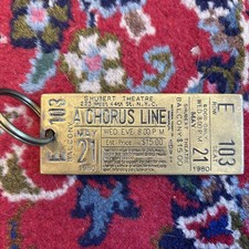 Vintage "A Chorus Line" Broadway Shubert Theater Brass Ticket Key Chain 1980 NY picture