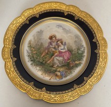 Antique Sevres Chateau de St Cloud Cabinet Plate Courting Couple Signed Debrie picture