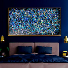 Sale Abstarct Blue Turqouise 40W X 30H HANDMADE Painting Framed $1,295 Now $695 picture