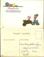 New Year~Dutch children wheelbarrow~c1910 FANNY KATHERINE LYONS Higginsville MO picture