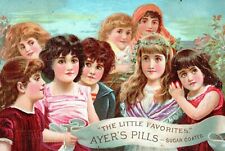 Ayers Pills The Little Favorites Pretty Little Girls Victorian Trade Card 1880s picture