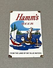 VINTAGE RARE 12” HAMMS BEER BEARS BOAT ALCOHOL PORCELAIN SIGN CAR GAS OIL TRUCK picture