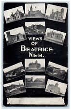 c1905 Tourist Spot Churches Views Beatrice Multi-View Nebraska Vintage Postcard picture