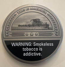 THIS IS AMERICA TOBACCO SNUFF CAN LID NEW UNUSED COMBINE WHEAT HARVEST picture