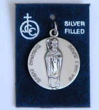 Vintage Catholic St Patrick Pray For Us Silver Filled Medal picture