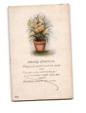 Vintage 1923 Easter Postcard Pot of Daffodils 'Happy Easter' Sentiment - 831A picture