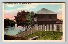 Winslow ME-Maine, Built In 1754, Fort Halifax Log Building Vintage Postcard picture