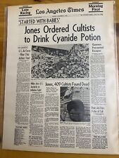 VINTAGE NEWSPAPER HEADLINE~JIM JONES SUICIDE MURDER JONESTOWN 400 CULT DEAD 1978 picture