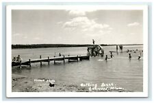 Vtg RPPC Real Photo Postcard Bathing Beach Glenwood MN Waterwheel Dock Kids  picture