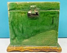 ANTIQUE HAN DYNASTY STYLE CERAMIC ENAMEL GREEN BOX  picture