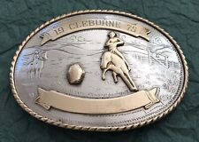 Old Western American 1975 Cleburne Rodeo Tony Lama Silver Trophy Belt Buckle picture
