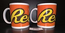 2 Reese's Peanut Butter Cup Ceramic Orange Coffee Mugs Cups Galerie picture