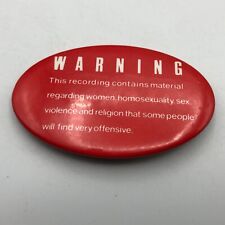 Vtg WARNING Offensive Content RE: Women Homosexuality Violence Religion Pin Y6 picture