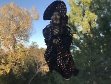 Witch Doll Halloween Decor Large Flying Curved Nose Broom Barefoot Hanging Rare picture