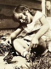 VH Photograph Girl Feed Worms Baby Birds Chicks POV 1930-40s picture