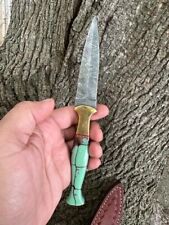 Handmade Double-Edged Damascus steel Dagger boot Knife full tang Hunting Camping picture