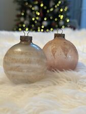 Rare Vintage Lot Of  Unsilvered WWII Pink Mica Christmas Ornaments Made USA picture