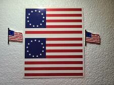 Betsy Ross 13 Star 3x5 Vintage Flag  Sticker. 2 Betsy Ross Flag Pins USA Seller picture