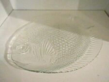 Vintage 15 inch Large Glass Fish Dish Serving Platter Oven Proof Made in USA picture