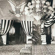 White House East Room Stereoview 1920s Washington DC Flag Keystone Photo C886 picture