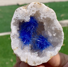 88G Rare Moroccan blue magnesite and quartz crystal coexisting specimen picture