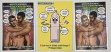 HIV Prevention French Postcards SNEG Paris Santé Lot of 3 Unused Awareness Cards picture