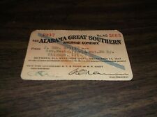 1937 ALABAMA GREAT SOUTHERN RAILROAD AGS EMPLOYEE PASS #2603 picture