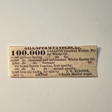 Oils Sperm Candles J. G. Kidder 1860 Boston Ad 5AK9-S48 picture