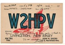 1936 QSL: W2HPV – John N. Diecks – Livingston, New Jersey - 5 Meters picture
