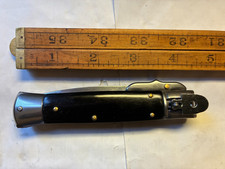 fish tail black handle folding lock back lever stiletto pocket knife [8"] picture