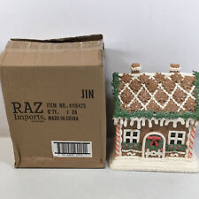 Raz Imports Brown White 8.5 Inch Lighted Gingerbread House 4116425 picture