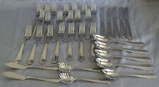 Hampton Silversmiths China Stainless Steel Flatware Hammered Handle 34pc Set  picture