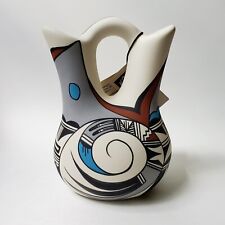 Desert Pueblo Pottery Hopi Bird Hand Painted Porcelain Wedding Vase Signed #1 picture