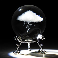 HDCRYSTALGIFTS 3D Lightning Cloud Crystal Decorative Ball Paperweight with Free picture