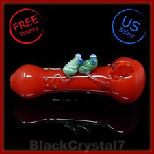 4.5 in Handmade Vibrant Red Monarch Frog Mate Tobacco Smoking Bowl Glass Pipes picture