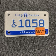 2023 Michigan Motorcycle License Plate Tag Handicap 1Q58  picture