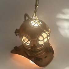 Vintage Copper ? / Brass Scuba Helmet Nautical Marine Hanging Switch Lamp picture