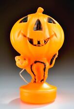 VINTAGE HALLOWEEN Blow Mold Pumpkin Jack O Lantern Cat Light Up Bayshore 14 Inch picture
