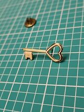 Vintage Heart Key  Gold Tone Lapel Pin Hat Lanyard Pin Tie Tack picture