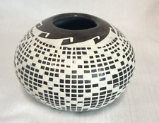 Manuel Olivas SIGNED Mata Ortiz Art Pottery Olla Seed Pot Stunning  Black White picture