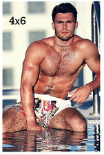 Handsome Young Male LIfeguard Athlete Hairy Chest Legs Muscles Beefcake Photo picture