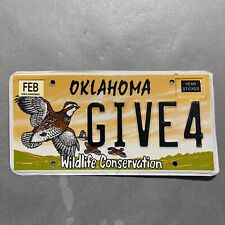 Oklahoma License Plate Give4 Wildlife Conservation Vanity Quail Hunt Deer Turkey picture